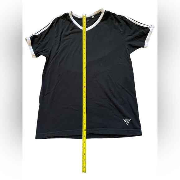 Mens/Teen Guess Classic White Strip Black T-shirt Casual Size Medium Layering - Picture 3 of 5